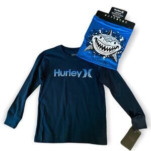 Hurley Cotton Long Sleeve Shirt With Shark Neck Gaiter Sizes 7